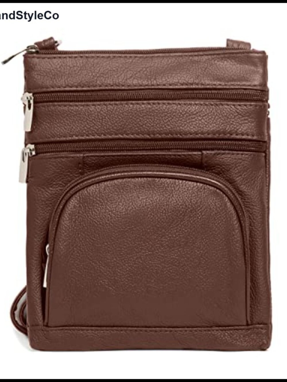 Genuine Leather Crossbody Bag RFID Multi-Pocket Wallet Purse Adjustable Strap